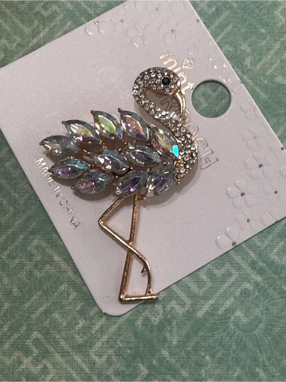 MINT FLAMINGO BROOCH